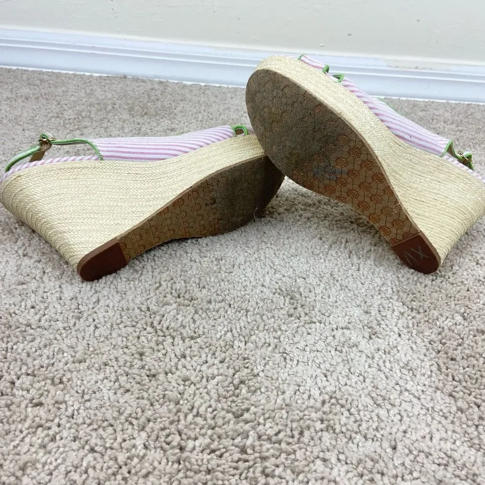Lilly Pulitzer Hotty Espadrilles Wedge Shoes - Pink & White Stripe